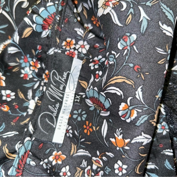 Dalia MacPhee Womens Dark Floral Pleated lace Midi Dress Size 1x plus size 14 16 - Picture 7 of 8